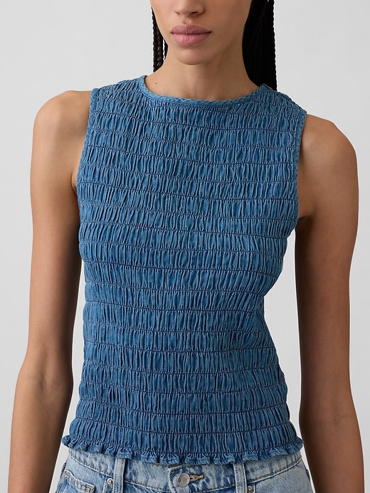 Image number 4 showing, Smocked Sleeveless Boatneck Top