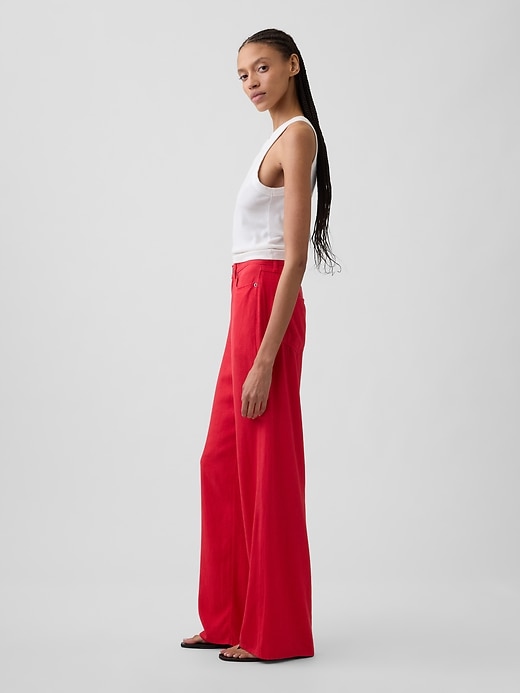 Image number 3 showing, Mid Rise Linen-Blend Wide-Leg Pants
