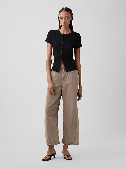 Image number 3 showing, Ribbed Button-Up Top
