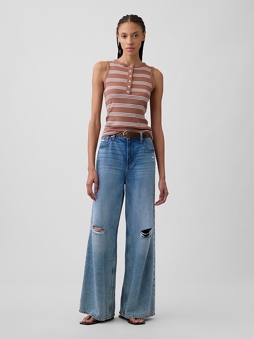 Image number 3 showing, Ribbed Henley Tank Top