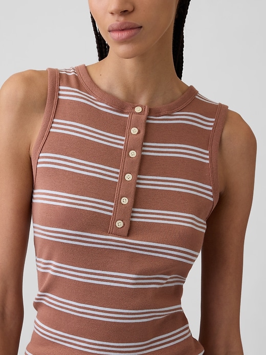 Image number 4 showing, Ribbed Henley Tank Top