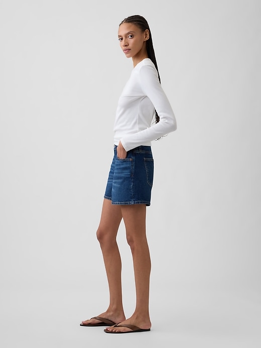 Image number 3 showing, 5" Mid Rise Soft Denim Shorts