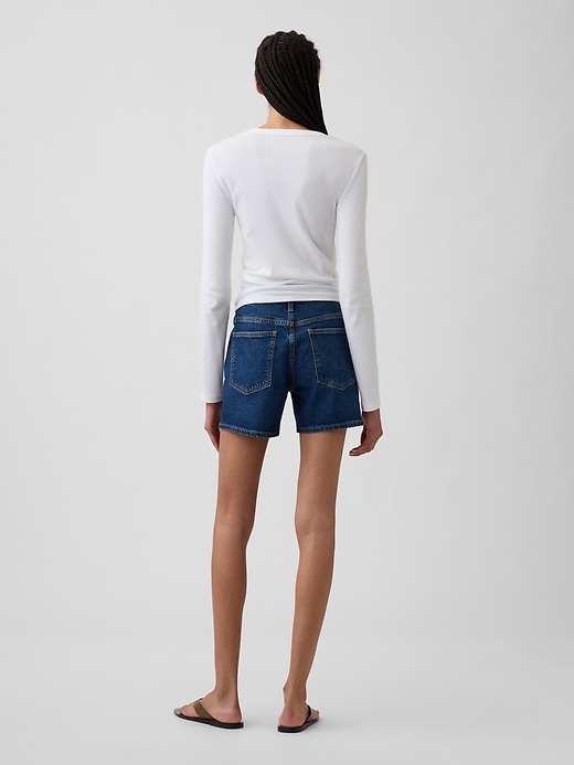 Image number 4 showing, 5" Mid Rise Soft Denim Shorts