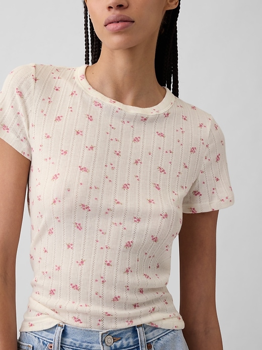 Image number 4 showing, Essential Ribbed Pointelle T-Shirt