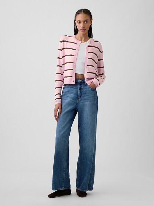 Image number 3 showing, CashSoft Stripe Crewneck Cardigan