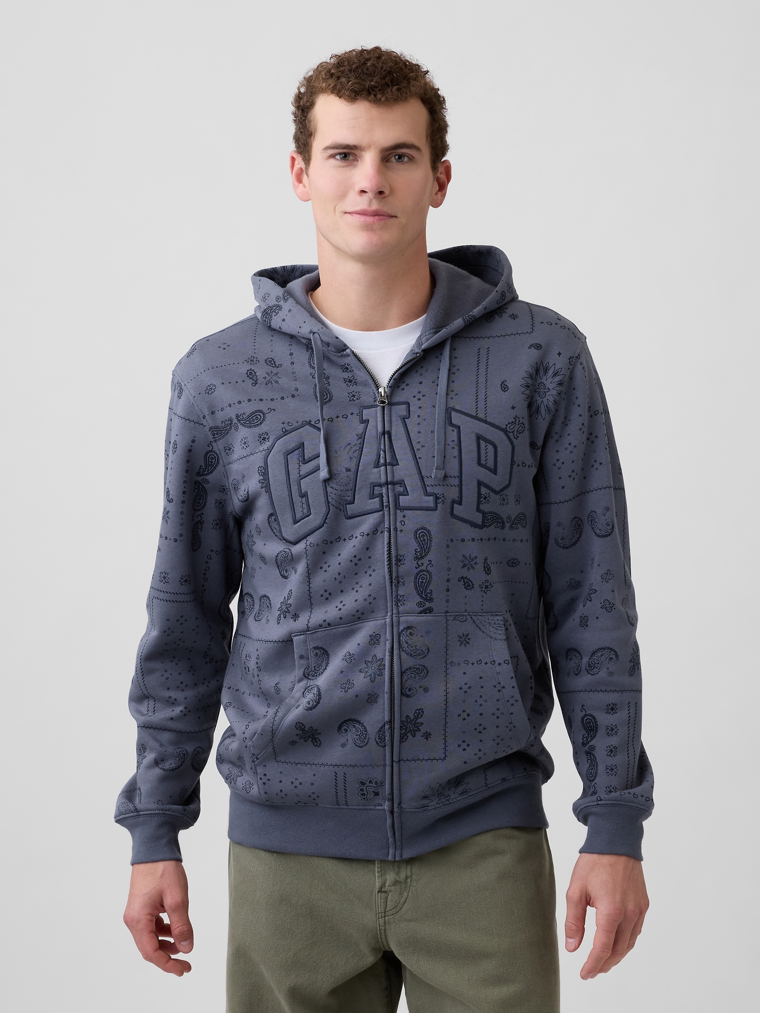 Relaxed Gap Logo Print Zip Hoodie
