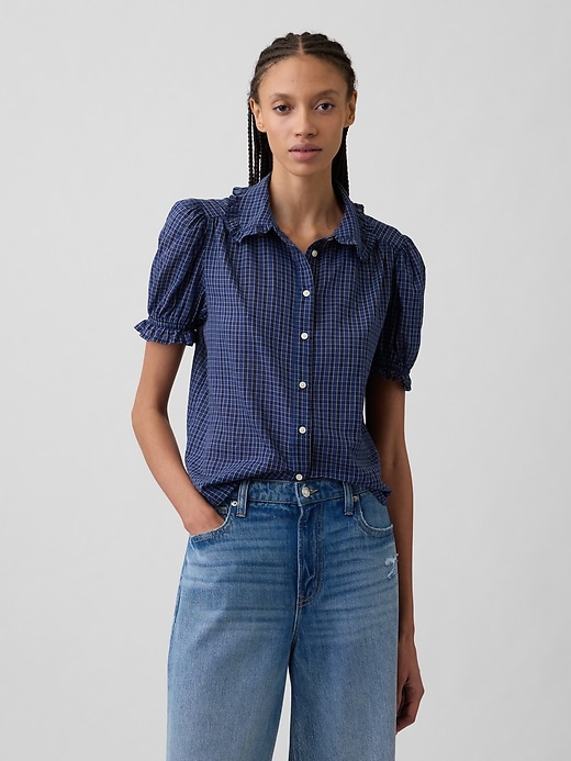 Image number 1 showing, Relaxed Voile Puff Sleeve Top