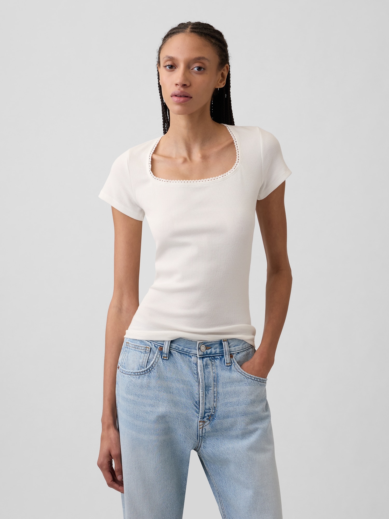 Ribbed Squareneck Top