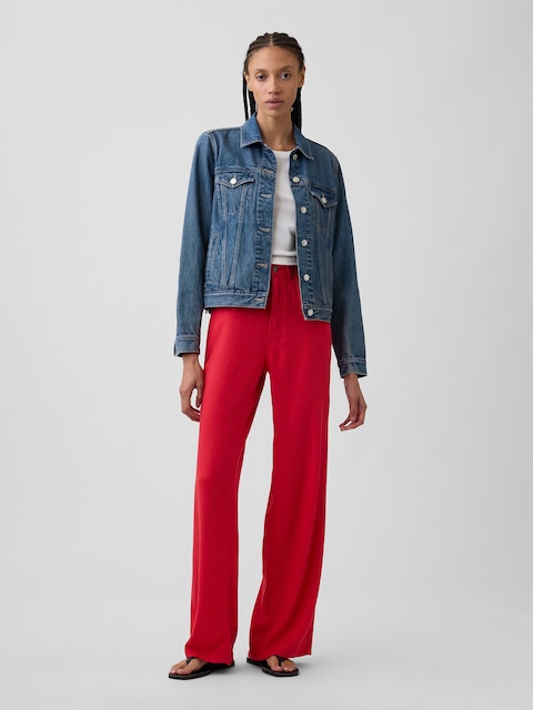 High Rise Linen-Blend Wide-Leg Pants