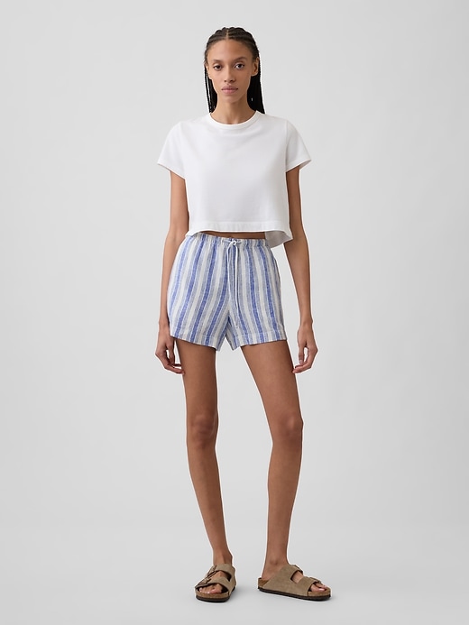 Image number 1 showing, 4" High Rise Pull-On Linen-Blend Shorts