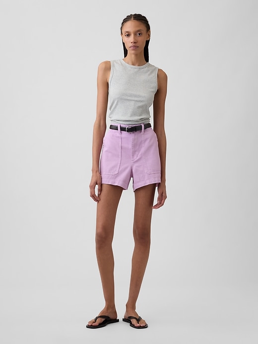 Image number 1 showing, 4" High Rise Denim Utility Shorts