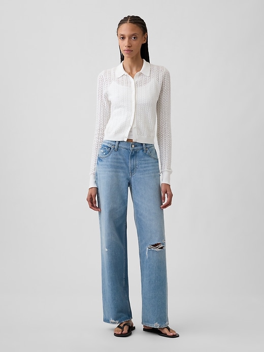 Image number 3 showing, Lace-Stitch Collared Cardigan