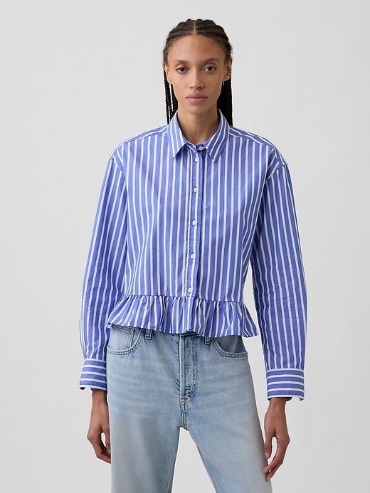 Image number 1 showing, Relaxed Cropped Ruffle Shirt