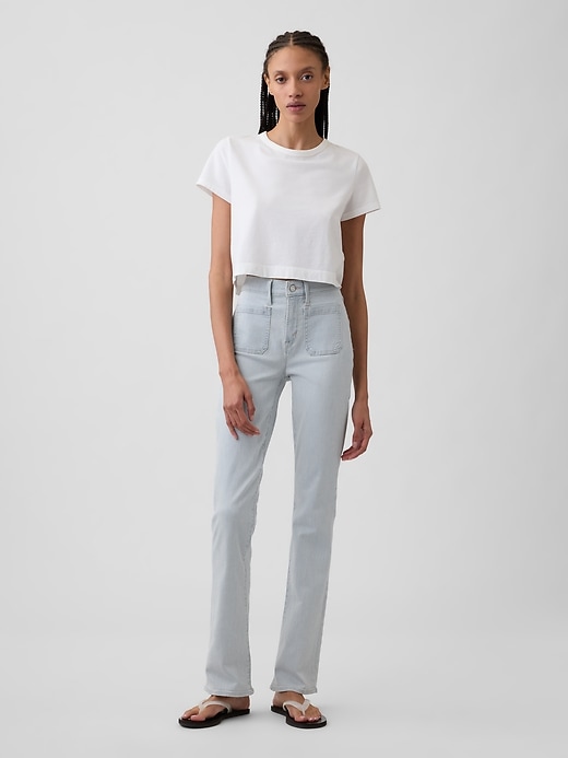 Image number 1 showing, Mid Rise Universal Stripe Baby Boot Jeans