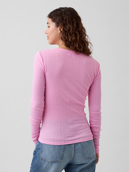 Image number 2 showing, Ribbed Pointelle Crewneck T-Shirt
