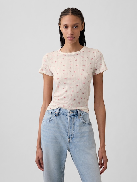 Essential Ribbed Pointelle T-Shirt