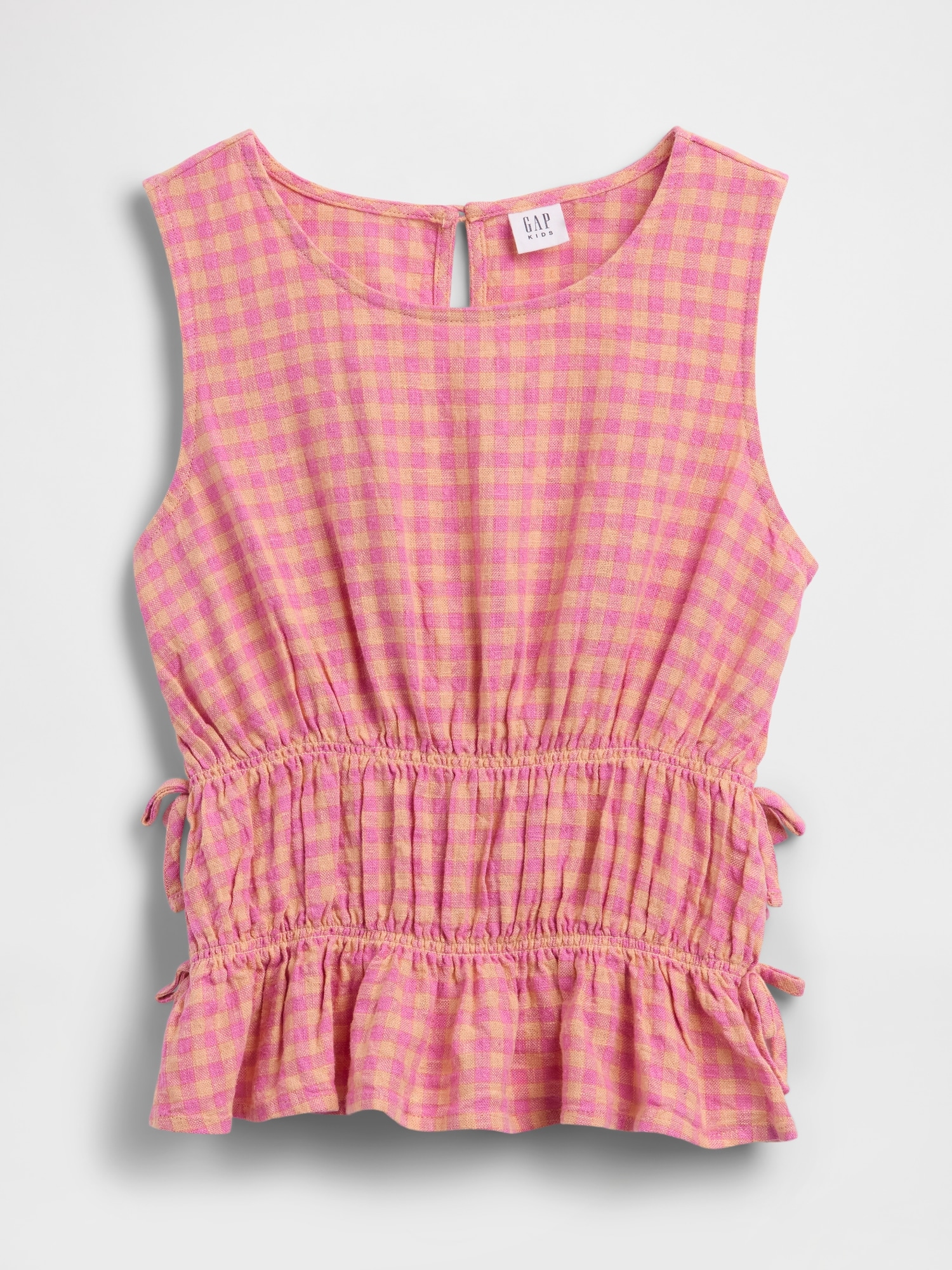 Kids Linen-Blend Bow Top