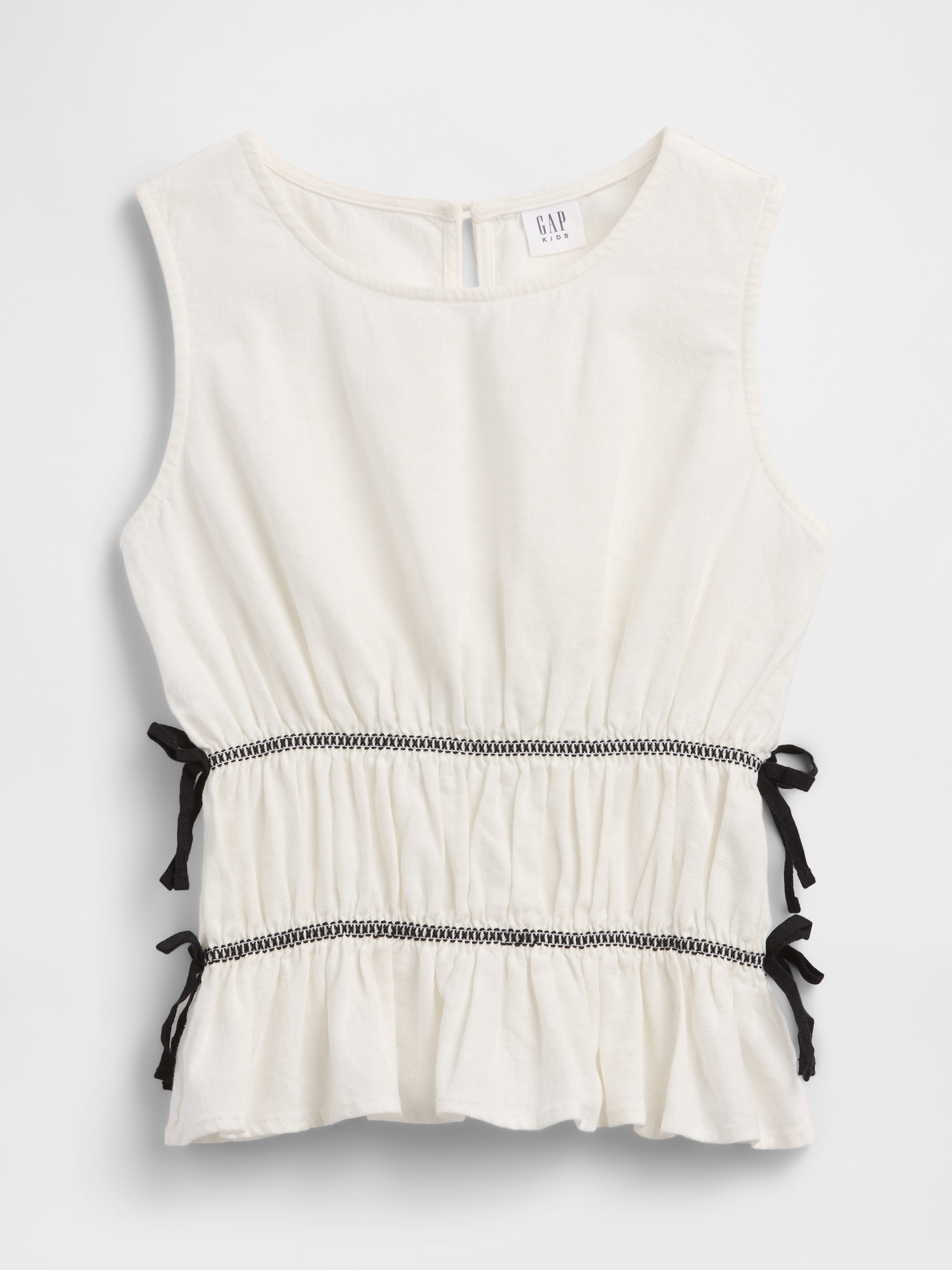 Kids Linen-Blend Bow Top