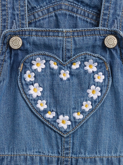 Image number 3 showing, Baby Embroidered Denim Shortalls