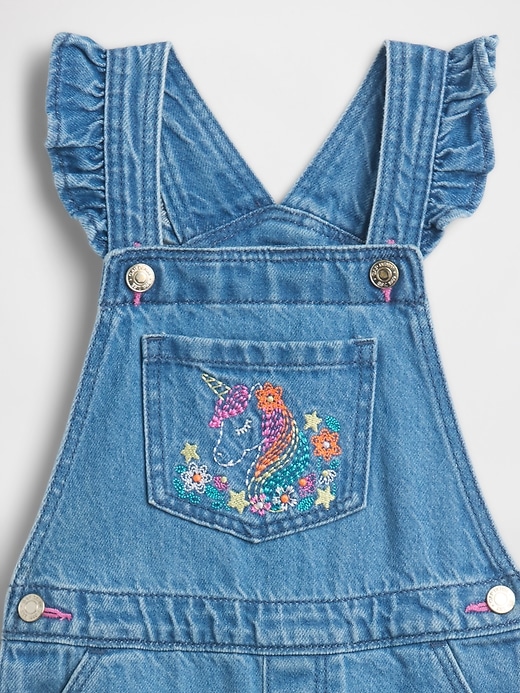 Image number 3 showing, babyGap Embroidered Denim Overalls
