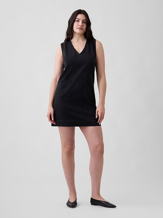 Image number 4 showing, Denim V-Neck Mini Dress