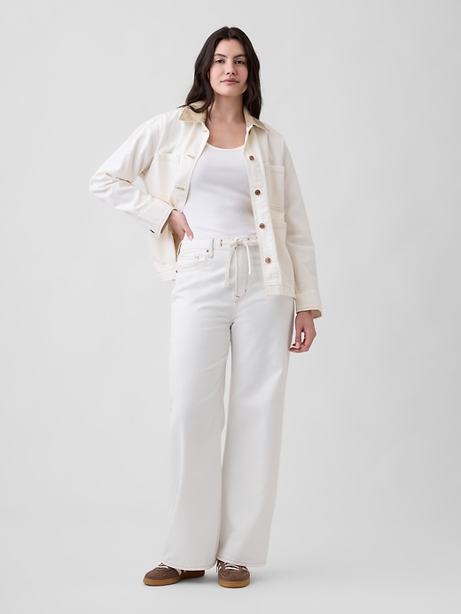 Image number 5 showing, High Rise Drawstring Wide-Leg Jeans