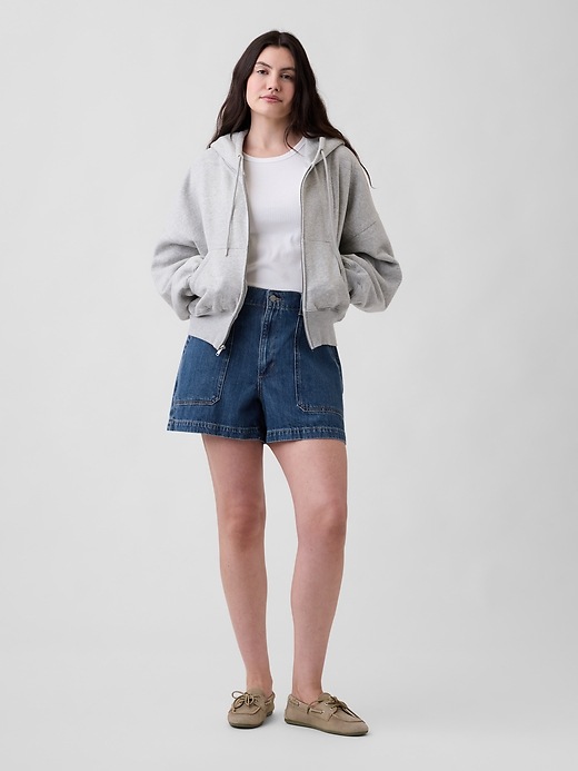 Image number 5 showing, 4" High Rise SuperSoft Denim Utility Shorts