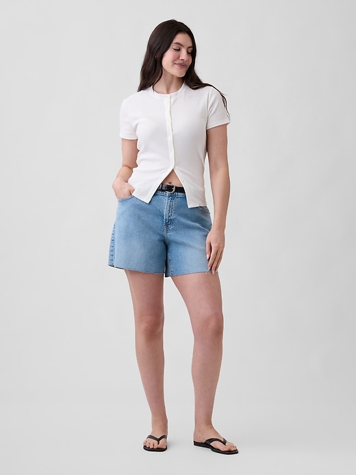 Image number 5 showing, 5" Mid Rise Soft Denim Shorts