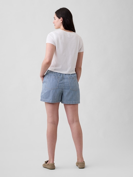 Image number 6 showing, 4" Mid Rise Stripe Denim Utility Shorts
