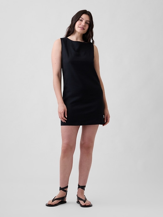 Image number 4 showing, Linen-Blend Apron Mini Dress