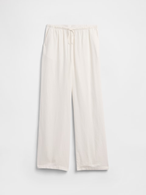 Kids Pull-On Wide-Leg Linen-Blend Pants