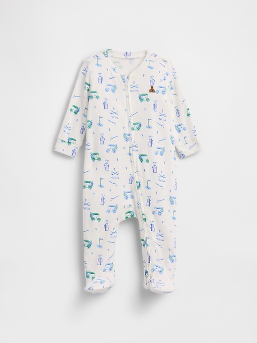Image number 1 showing, Baby Print Two-Way Zip One-Piece