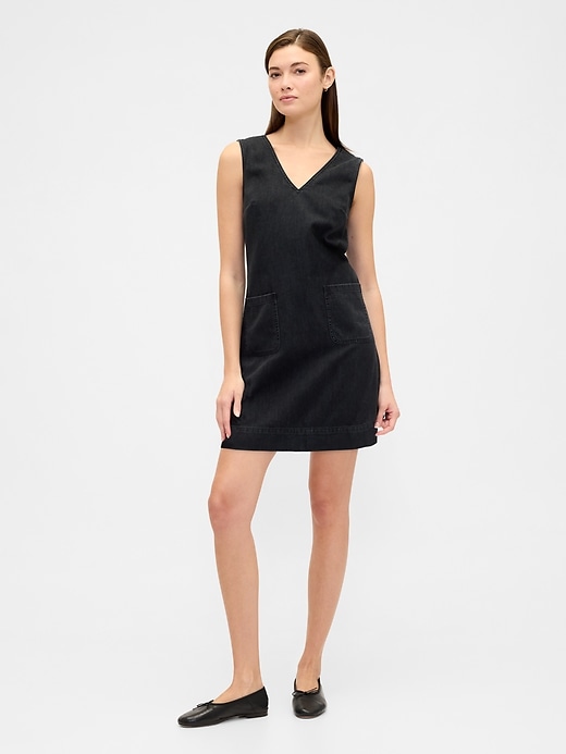 Image number 1 showing, Denim V-Neck Mini Dress