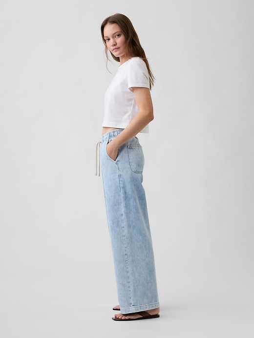 Image number 3 showing, High Rise Pull-On Wide-Leg Jeans