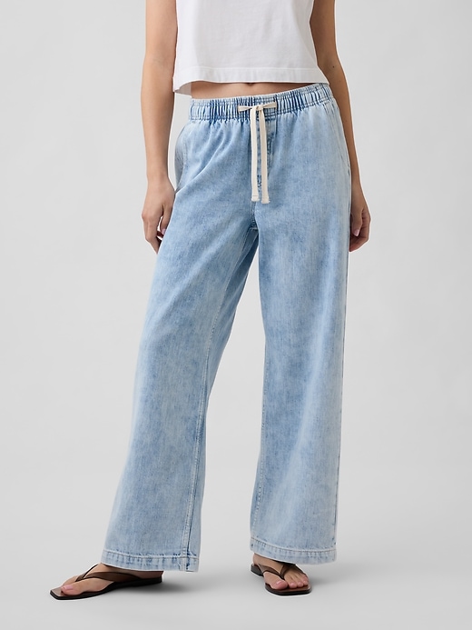Image number 2 showing, High Rise Pull-On Wide-Leg Jeans