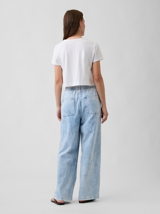 Image number 4 showing, High Rise Pull-On Wide-Leg Jeans