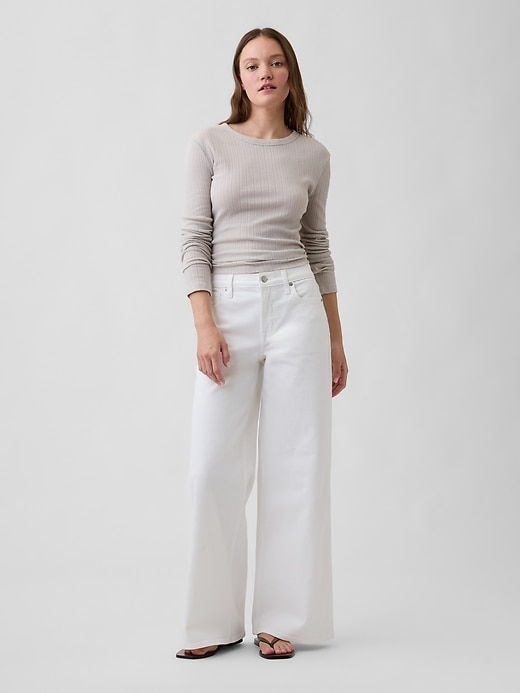 Image number 1 showing, Mid Rise Wide-Leg Jeans
