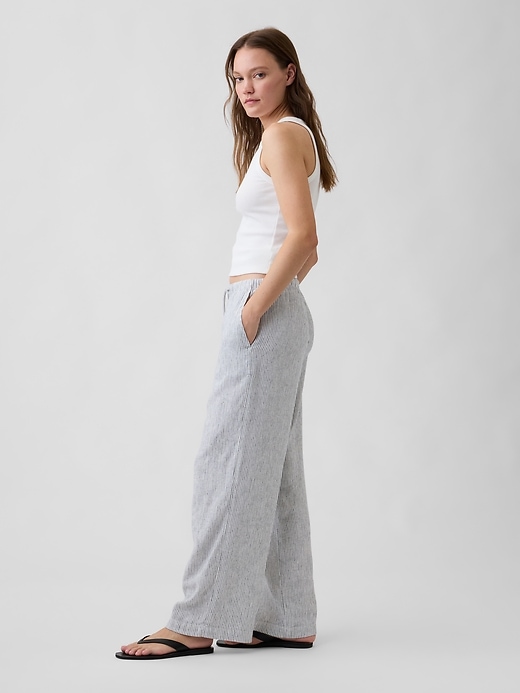 Image number 3 showing, Relaxed Linen-Blend Wide-Leg Pants