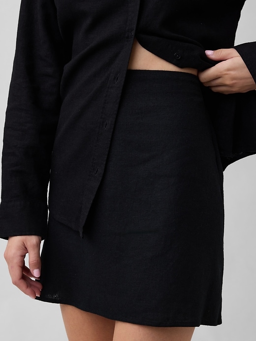 Image number 4 showing, Linen-Blend Pull-On Mini Skirt