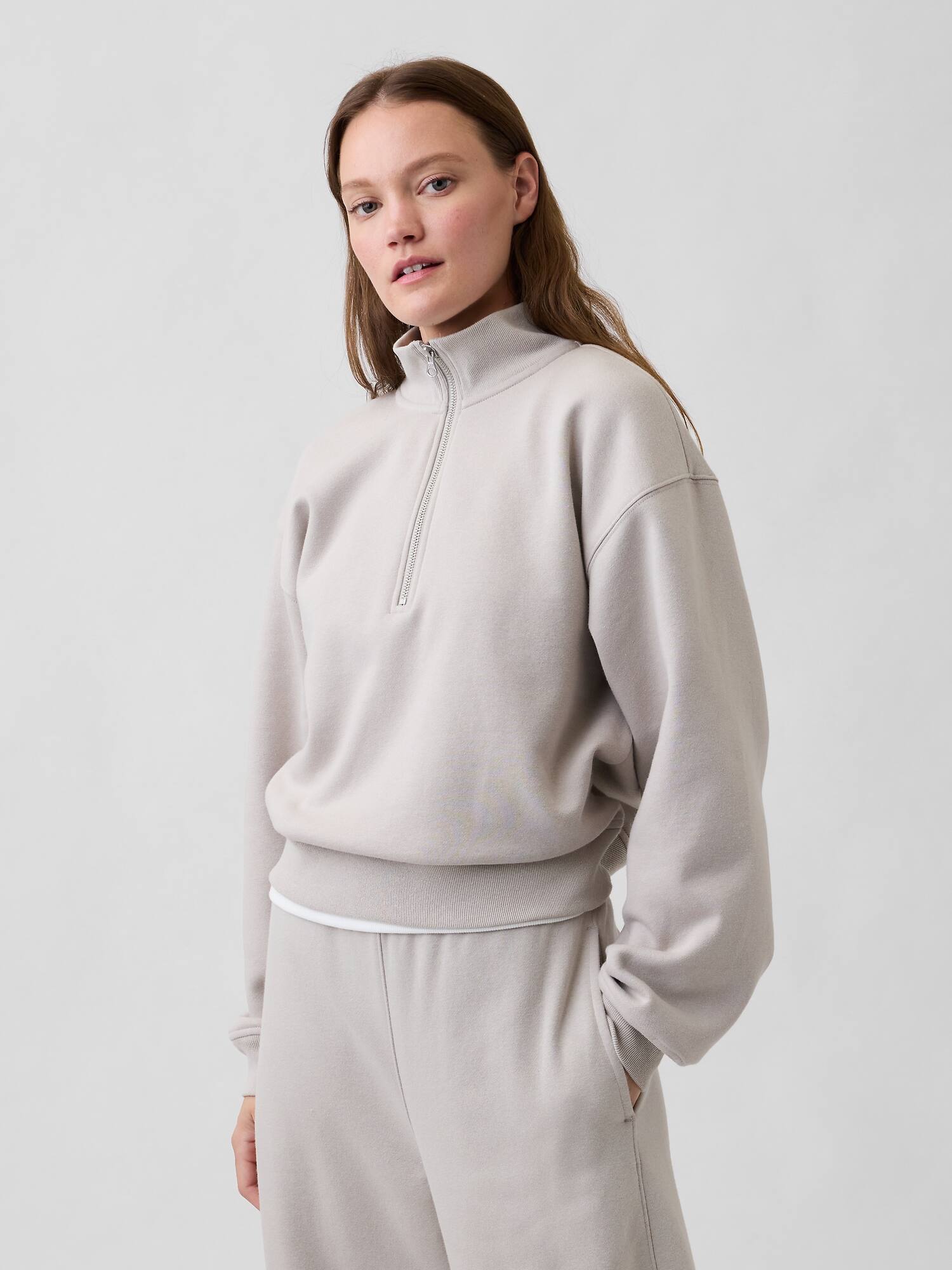 Oversized Fleece Half-Zip Sweatshirt