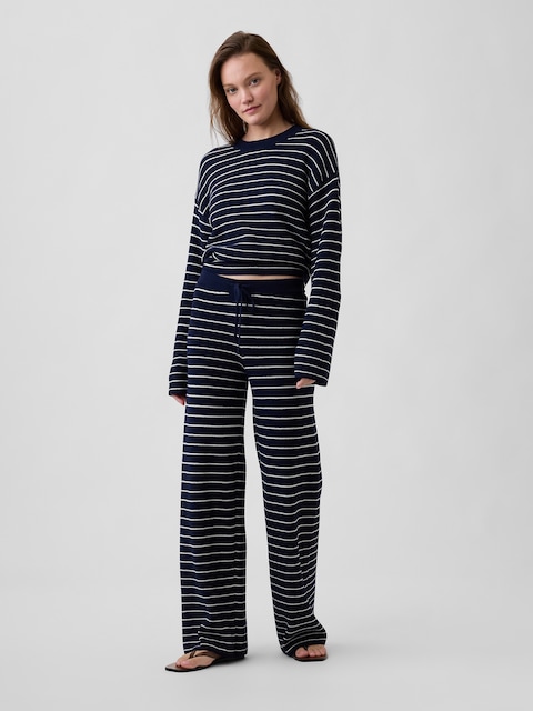 Relaxed Shaker-Stitch Sweater Pants