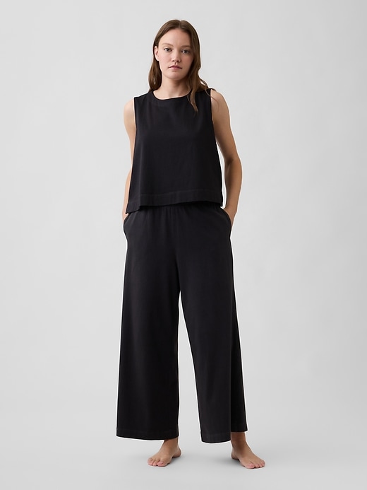 Image number 1 showing, Heavyweight Pull-On Wide-Leg Crop Pants