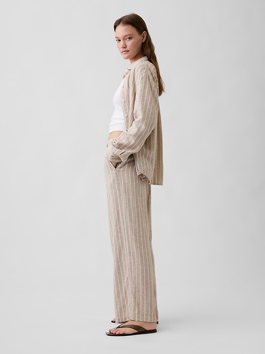 Image number 3 showing, Relaxed Linen-Blend Wide-Leg Pants