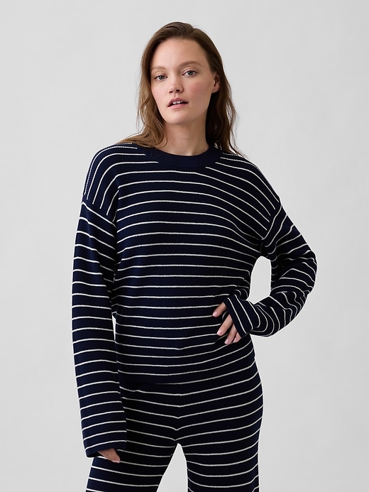 Image number 1 showing, Relaxed Shaker-Stitch Crewneck Sweater