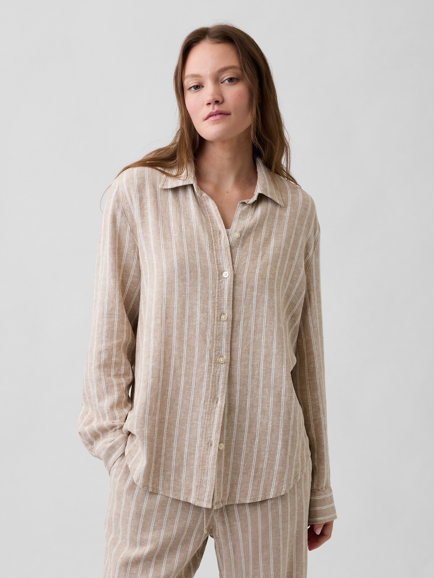 Linen-Blend Easy Shirt