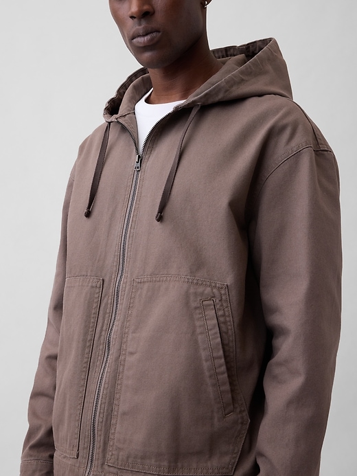 Image number 4 showing, Oversized Hooded Canvas Utility Jacket