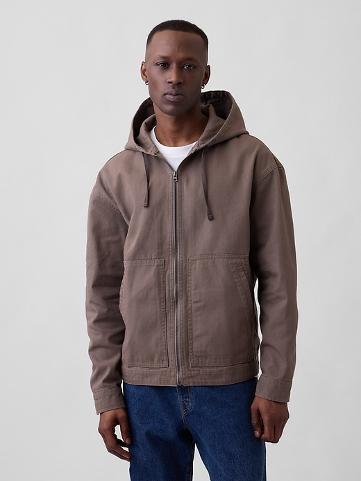 Image number 1 showing, Oversized Hooded Canvas Utility Jacket