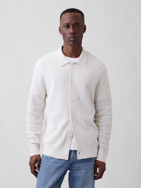 Textured Button-Up Sweater