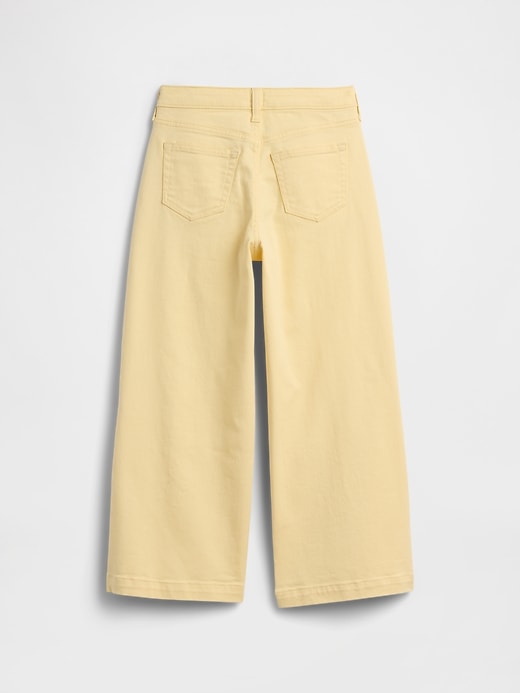 Image number 2 showing, Kids High Rise Embroidered Drawstring Wide-Leg Jeans