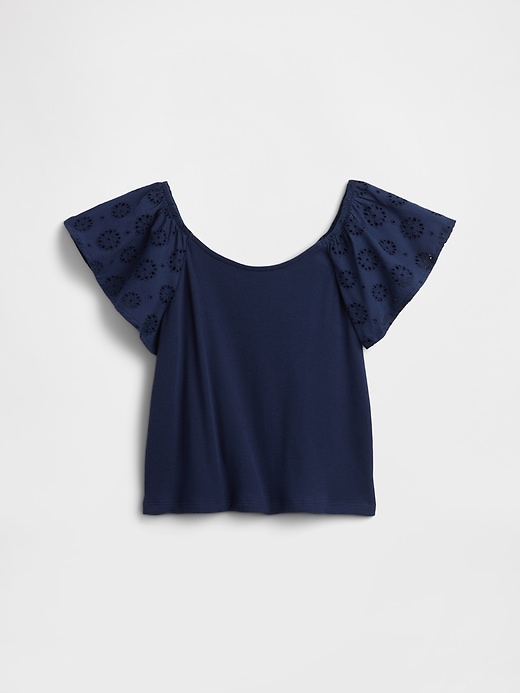 Image number 2 showing, Kids Eyelet Flutter Sleeve T-Shirt